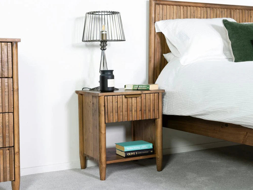 Kairo 1 Drawer Bedside Table - Cashew Oak
