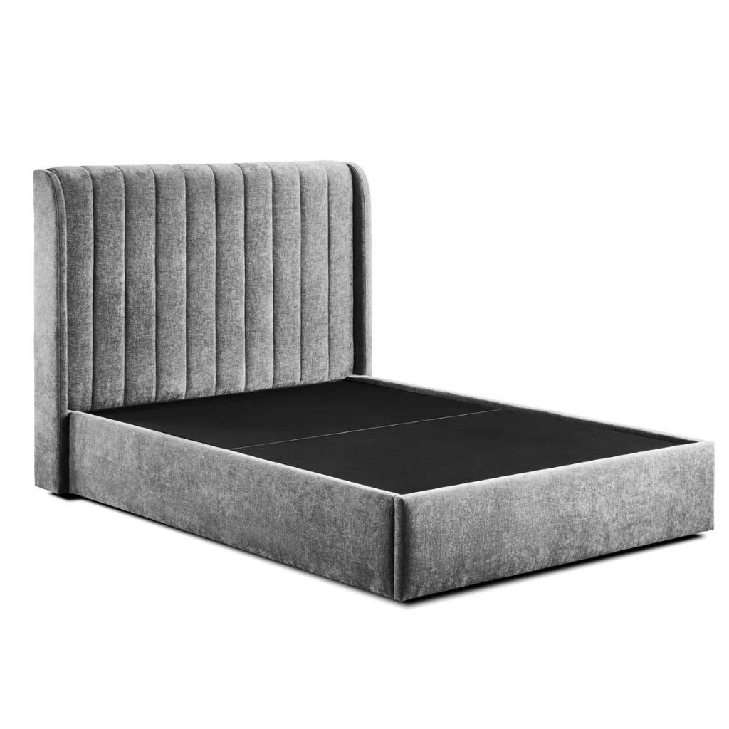 Fran Gas lift King Size Bed Frame - Grey Fabric