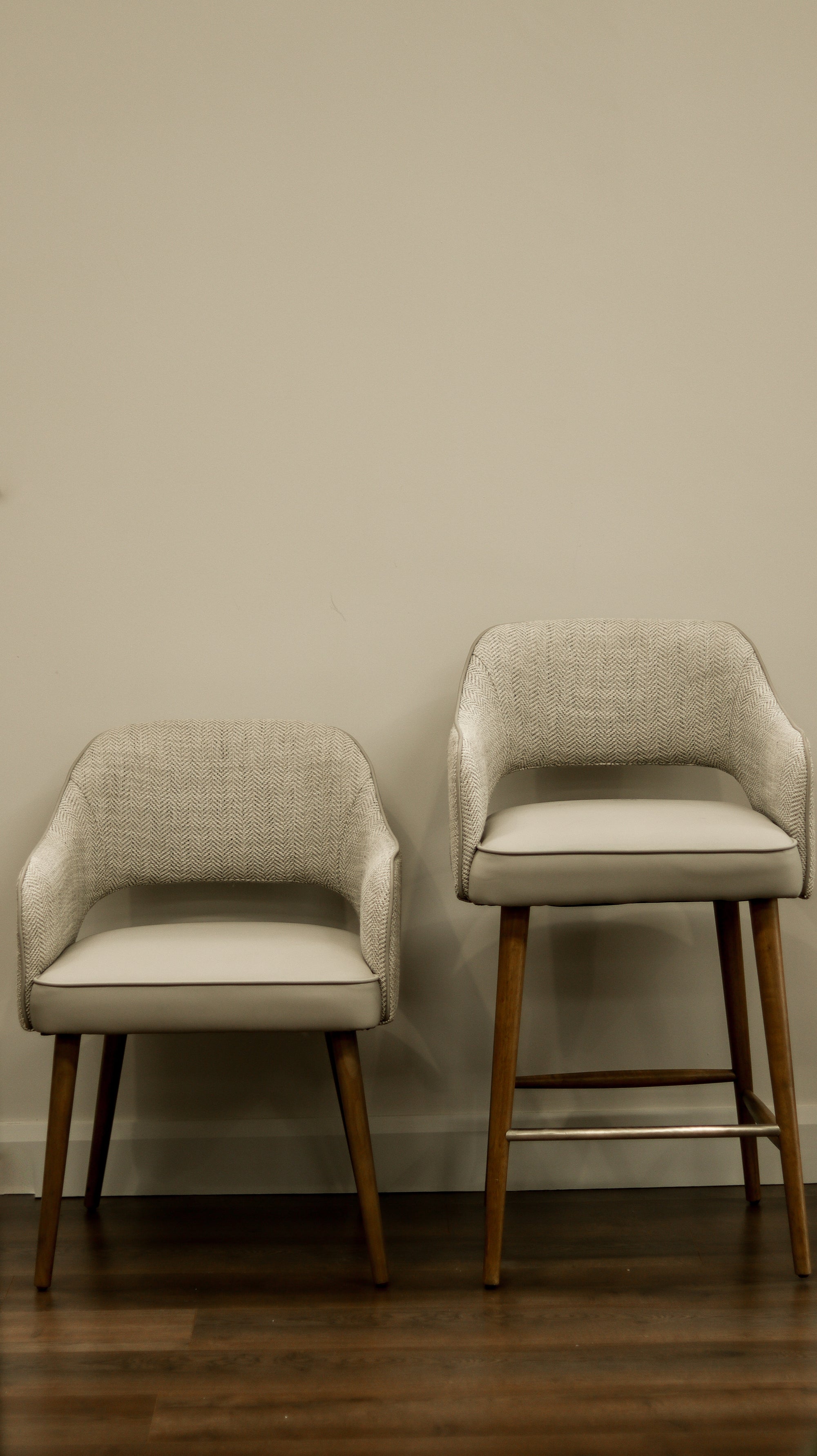 Pisa Dining Bar Stool - Herringbone Fabric/ Leather