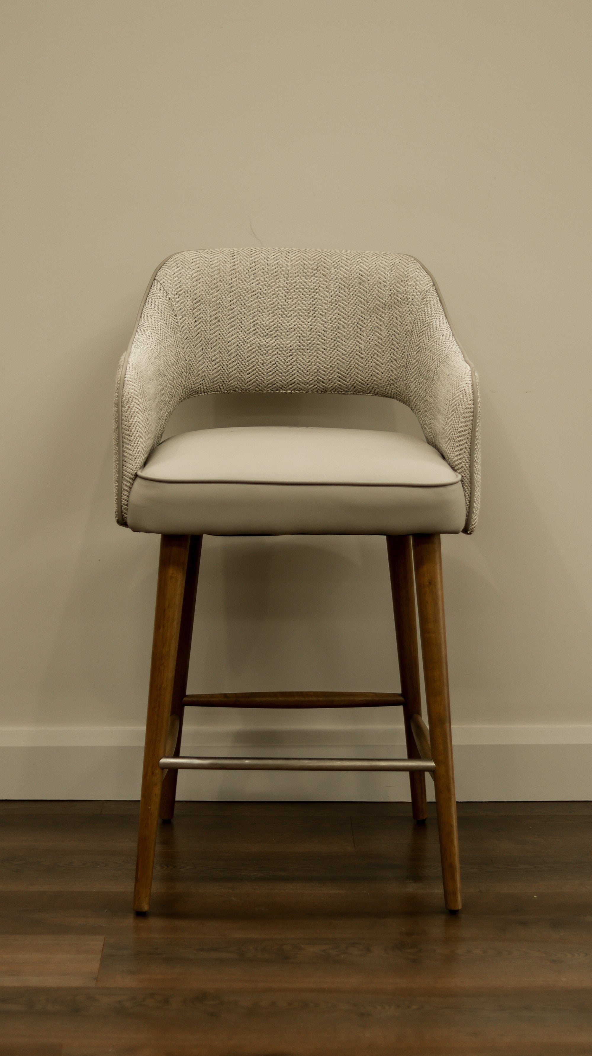 Pisa Dining Bar Stool - Herringbone Fabric/ Leather