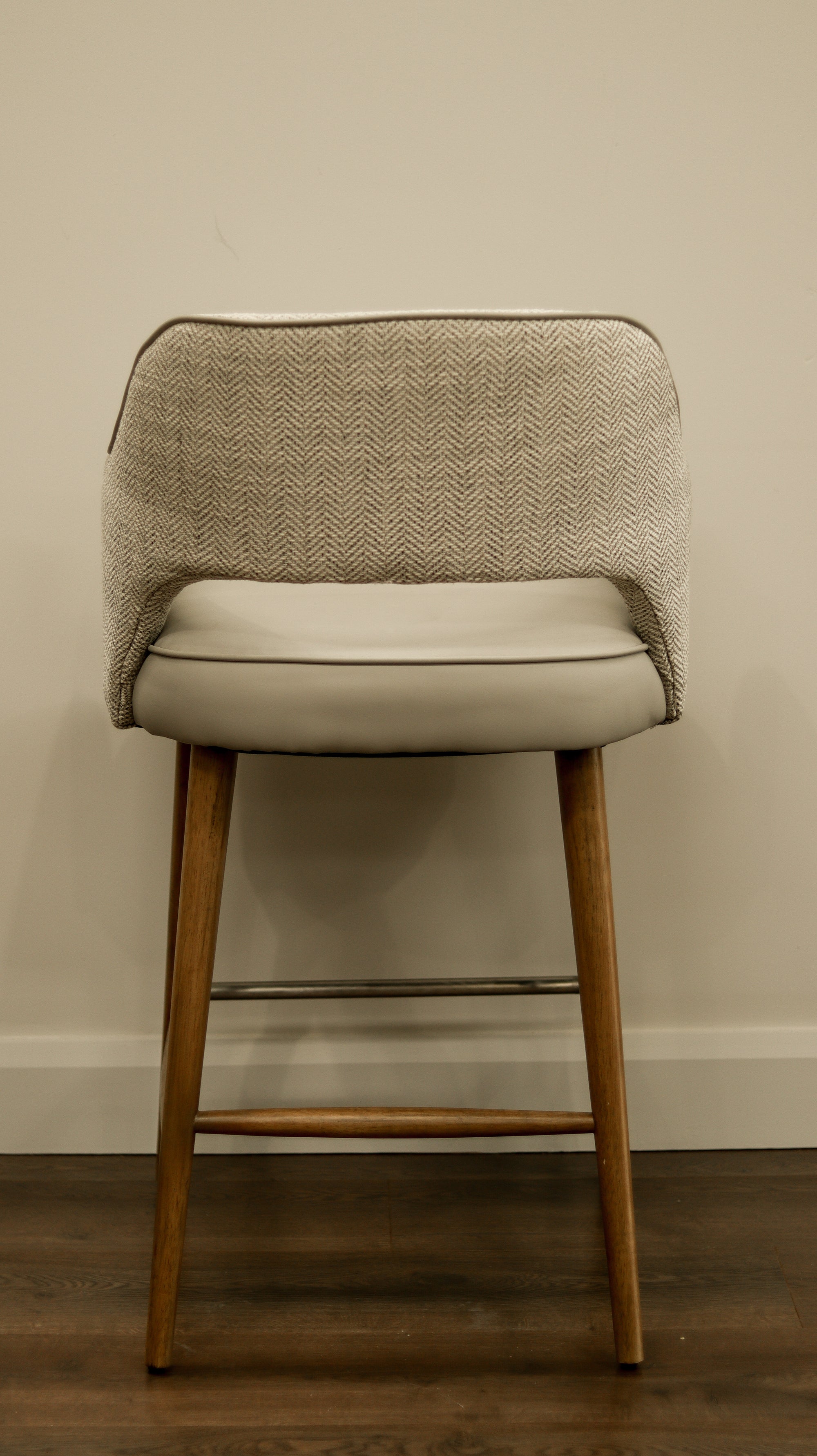 Pisa Dining Bar Stool - Herringbone Fabric/ Leather