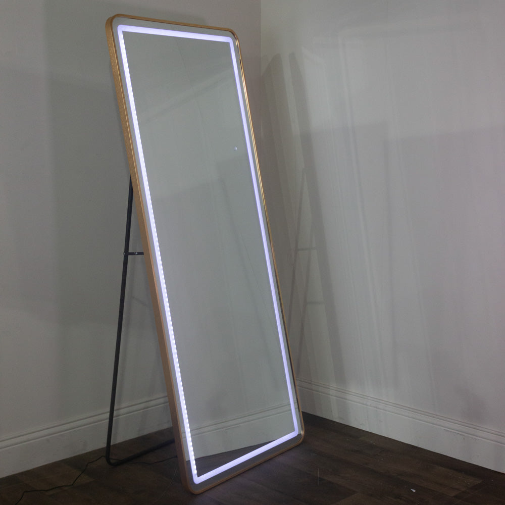Led modena cheval mirror gold 170 x 70cm
