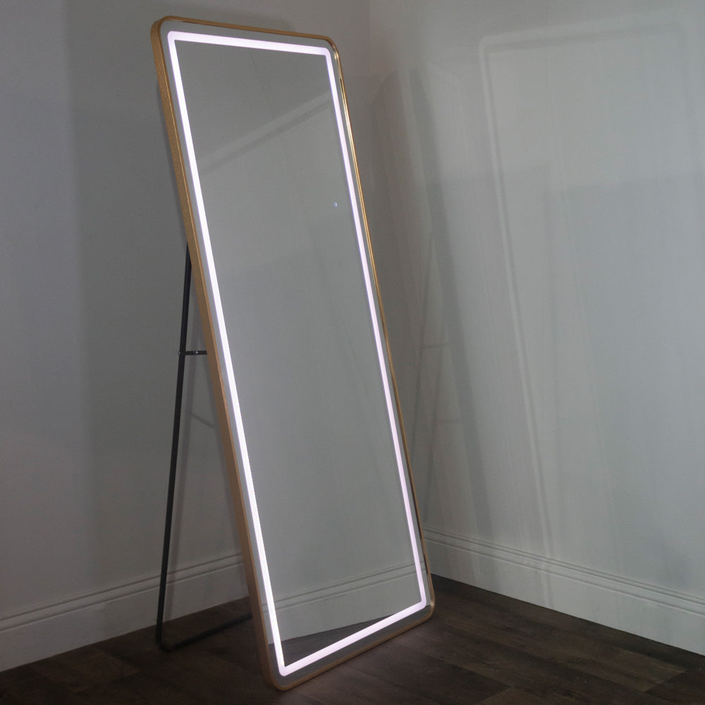 Led modena cheval mirror gold 170 x 70cm