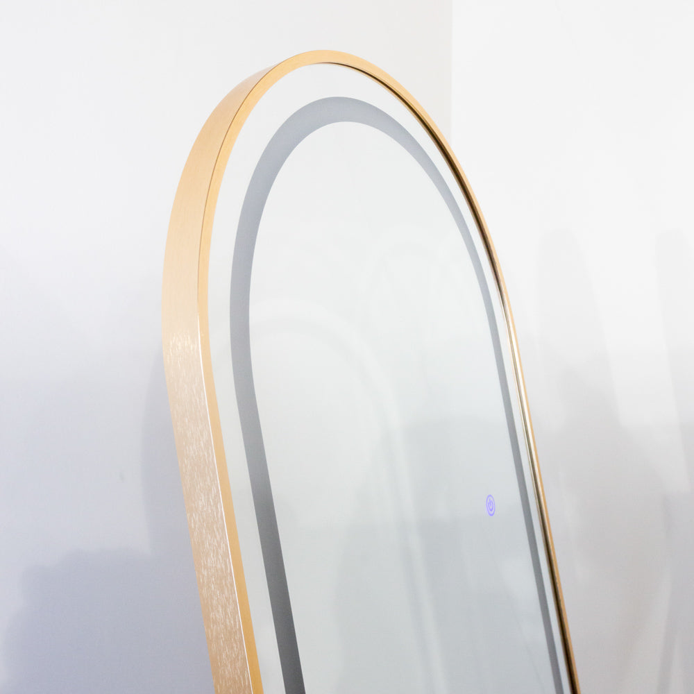 Led modena cheval arch mirror gold 160 x 50cm