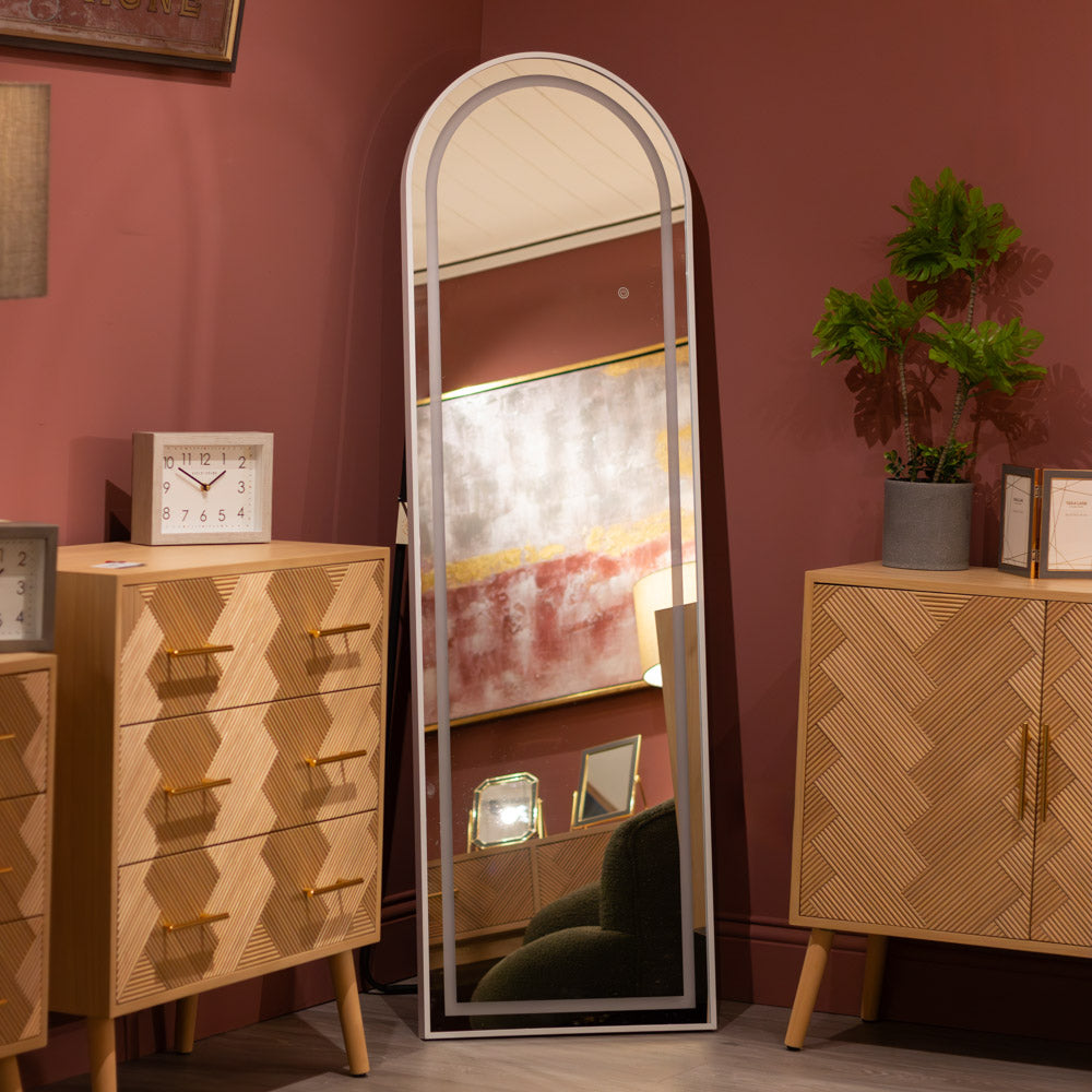Led modena cheval arch mirror  160 x 50cm - White
