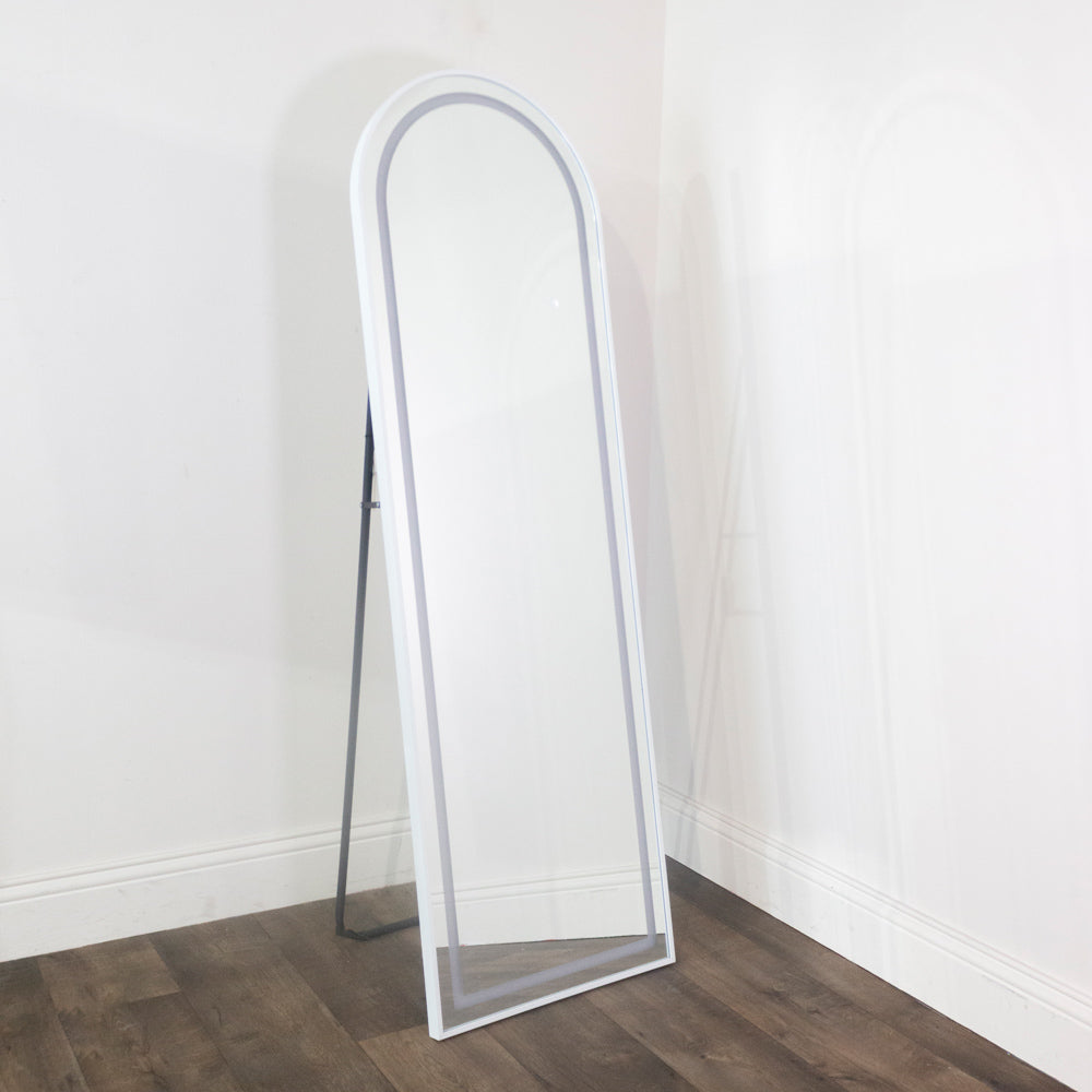Led modena cheval arch mirror  160 x 50cm - White