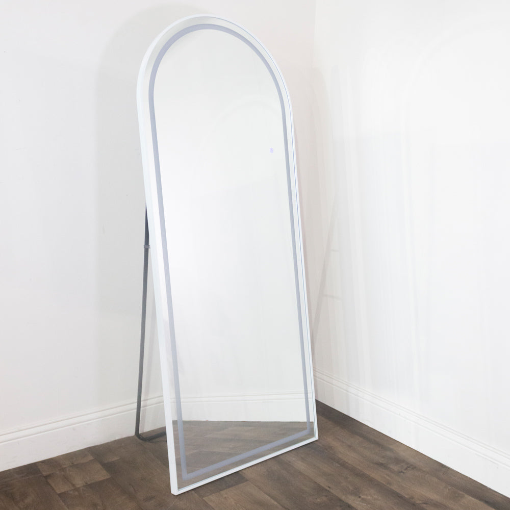 Led modena cheval arch mirror  170 x 70cm - White