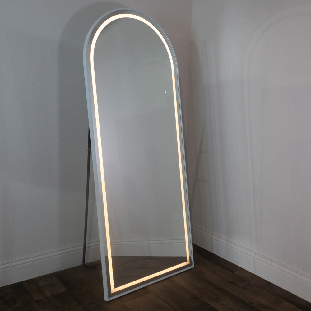 Led modena cheval arch mirror  170 x 70cm - White