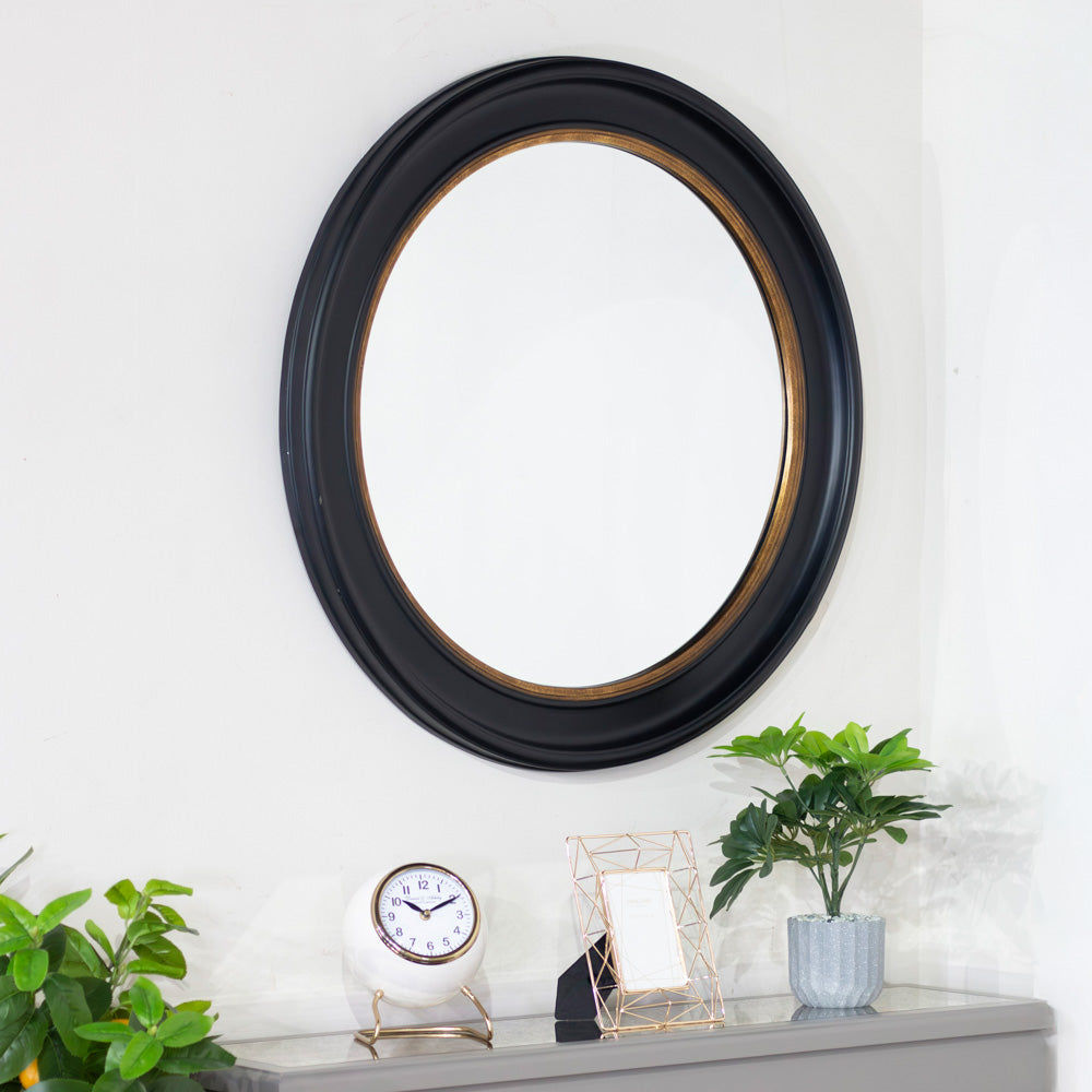 Macy round mirror 90cm - Black/gold