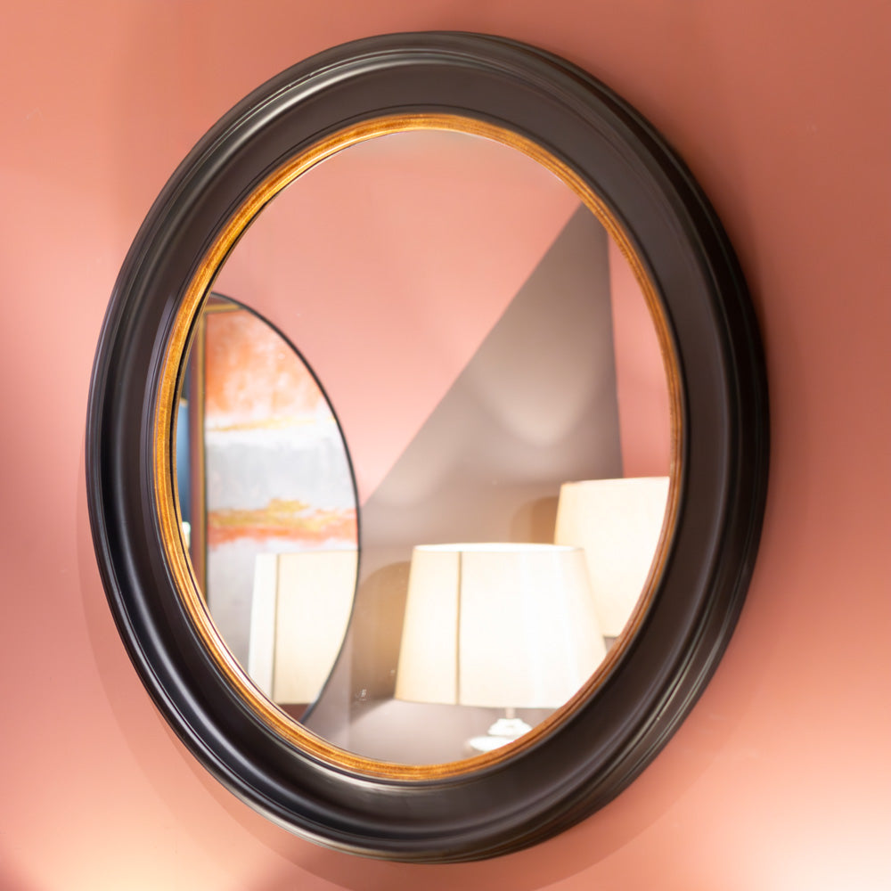 Macy round mirror 90cm - Black/gold