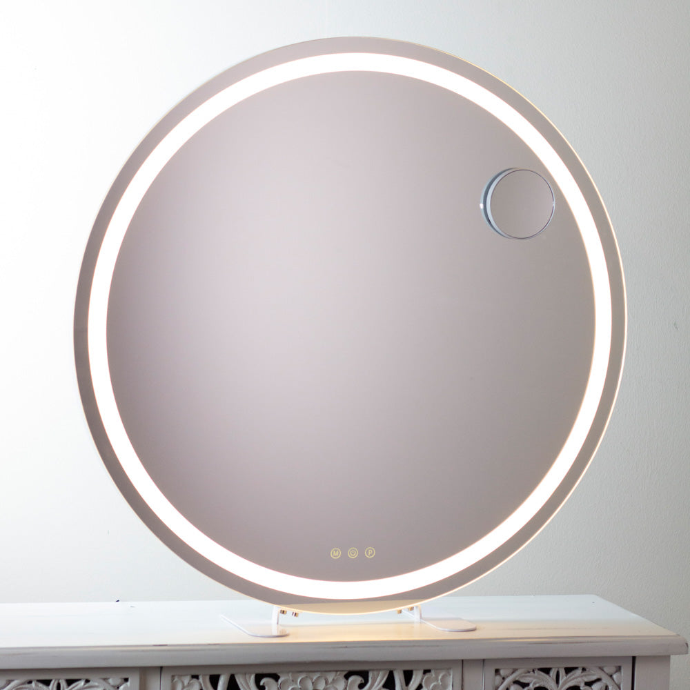 Hollywood round vanity mirror white 73cm