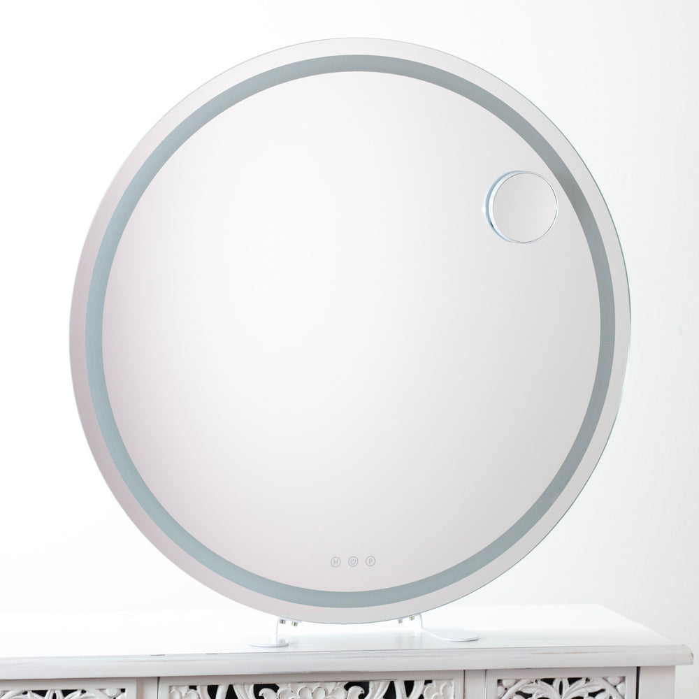 Hollywood round vanity mirror white 73cm