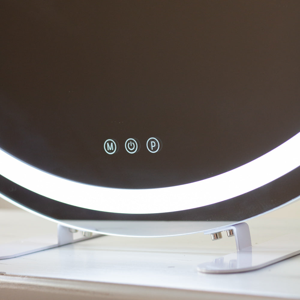 Hollywood round vanity mirror white 73cm