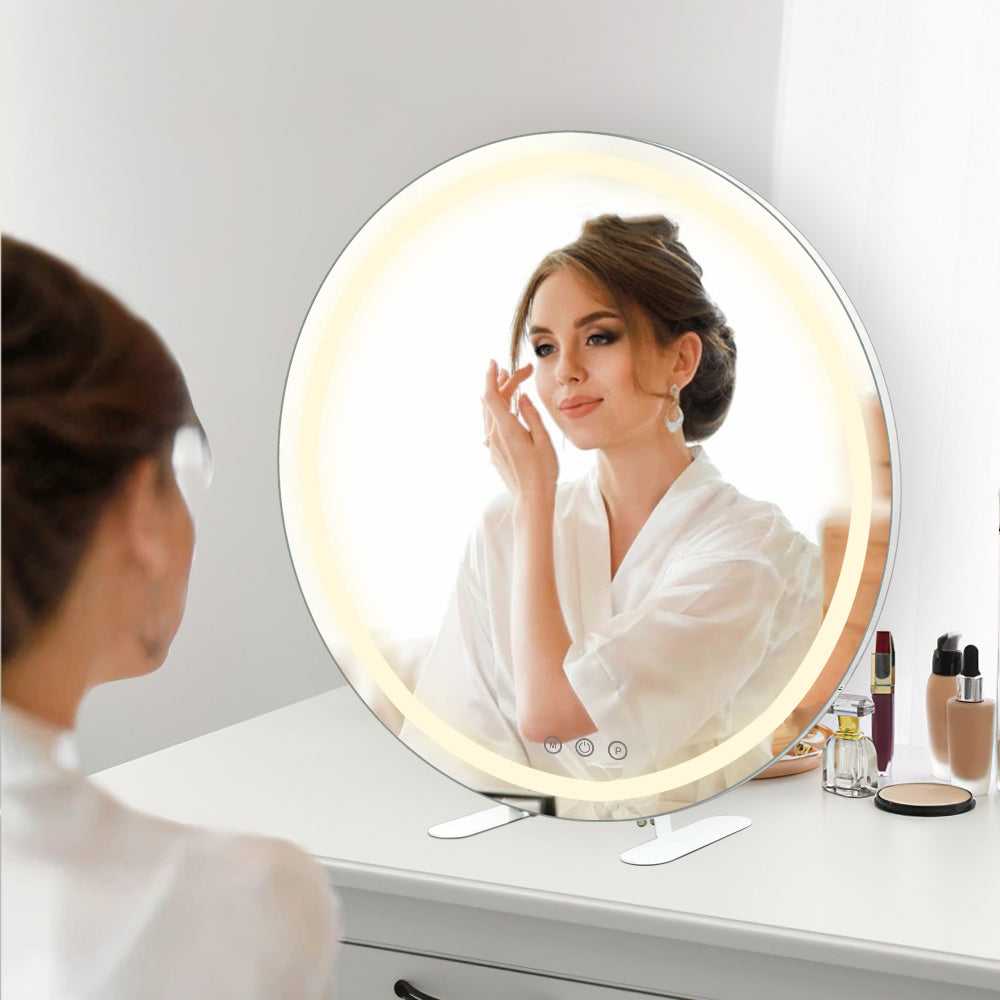 Hollywood round vanity mirror white 73cm