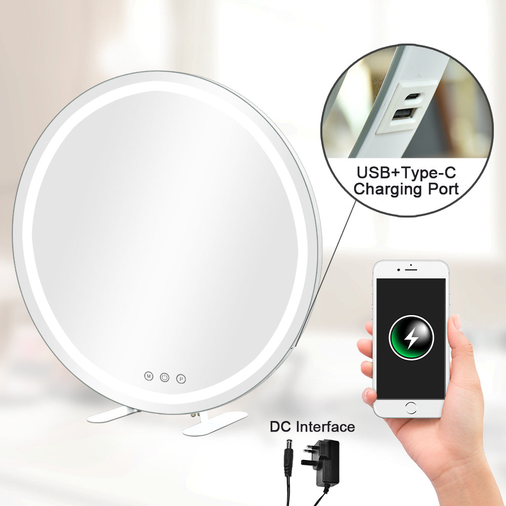 Hollywood round vanity mirror white 73cm