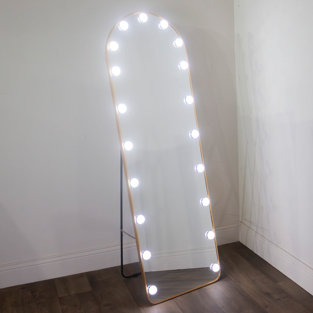 Led bulb modena cheval arch mirror gold 160 x 50cm