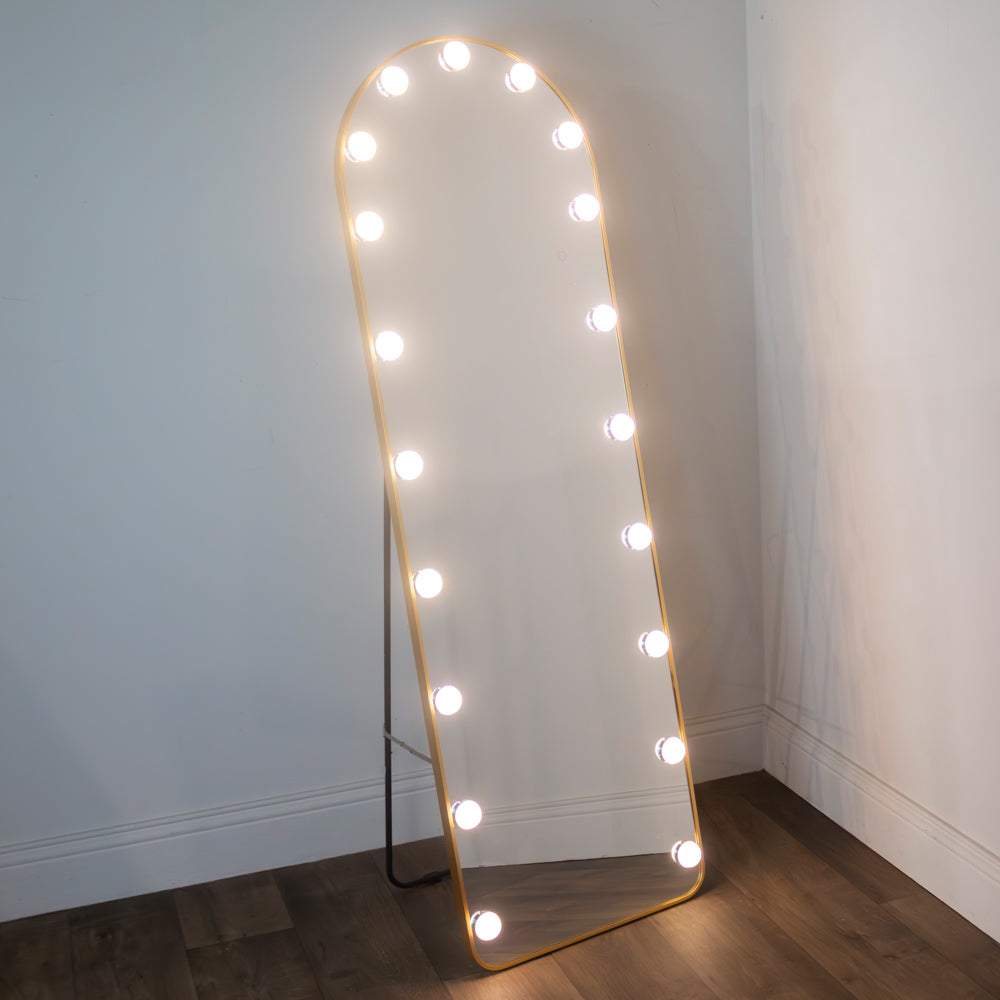 Led bulb modena cheval arch mirror gold 160 x 50cm