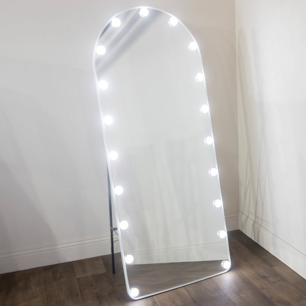 Led bulb modena cheval arch mirror white 170 x 70cm