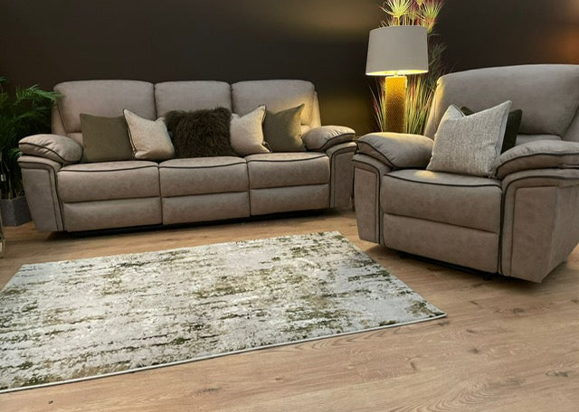 Brianna 3 + 2 reclining Sofa Range - Taupe Suede Fabric