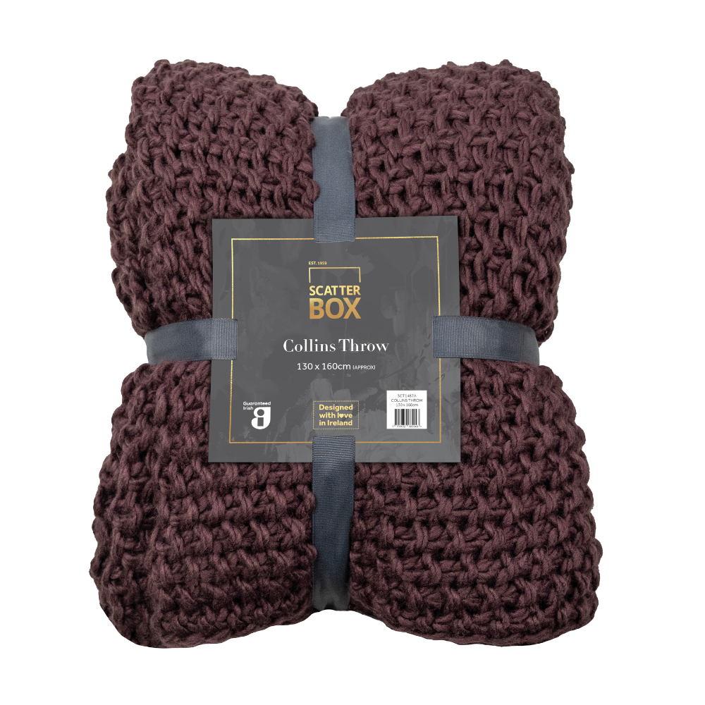 Scatter Box Collins Throw 130x160cm, Aubergine