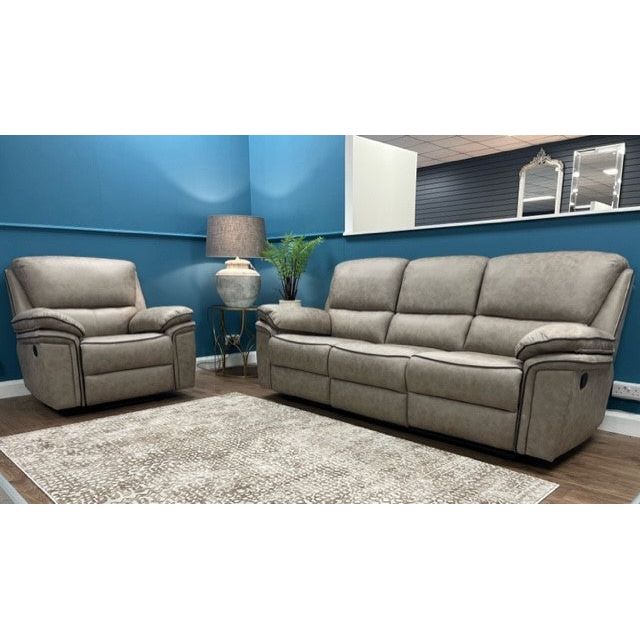 Brianna 3 + 2 reclining Sofa Range - Taupe Suede Fabric