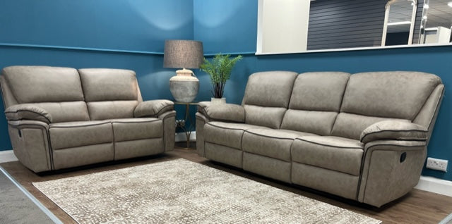 Brianna 3 + 2 reclining Sofa Range - Taupe Suede Fabric