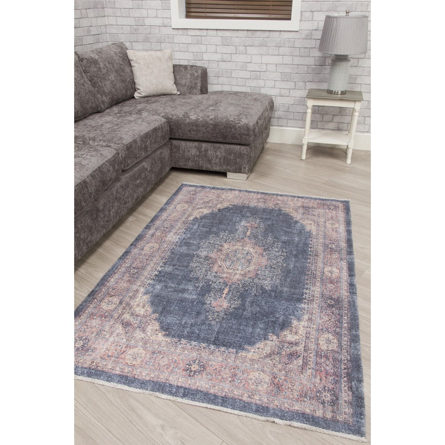 Navy Pink Distressed Rug - Modena Hamadan