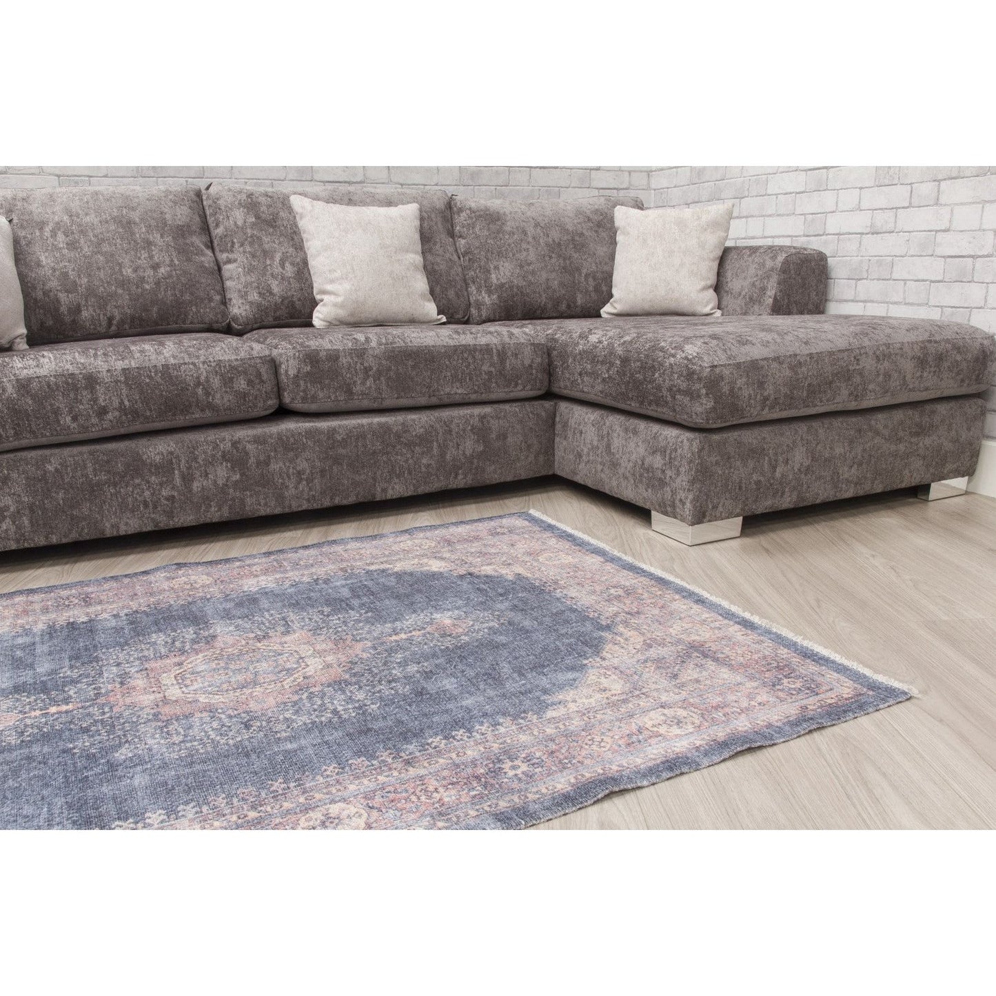 Navy Pink Distressed Rug - Modena Hamadan
