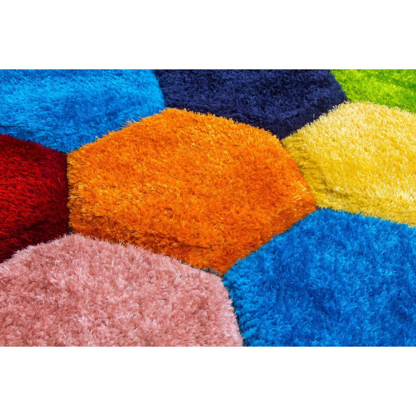 Multicolour 3D Shaggy Rug - Doodle Honeycomb