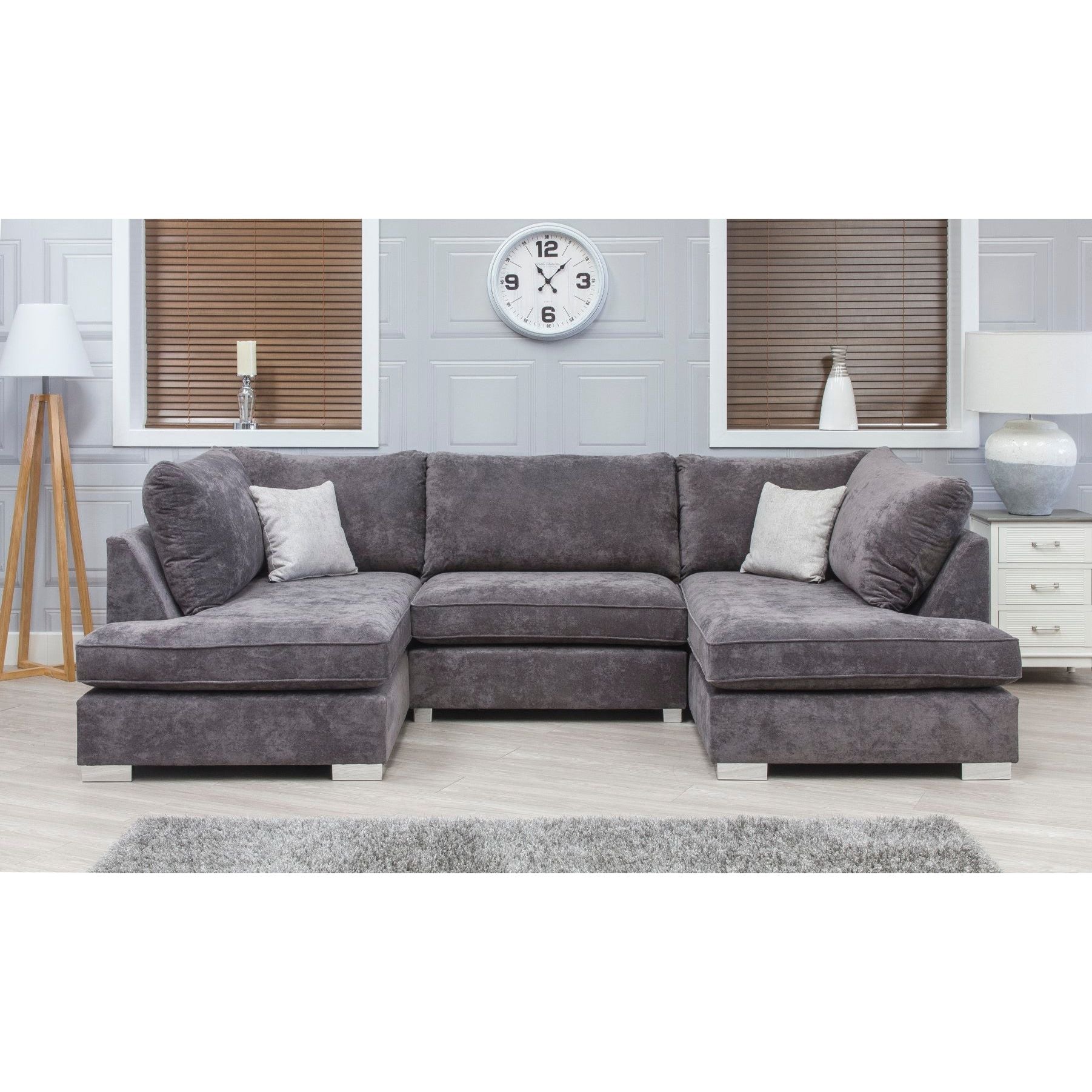 Blake U Shape  Sofa-Bed - Charcoal Kensington Fabric