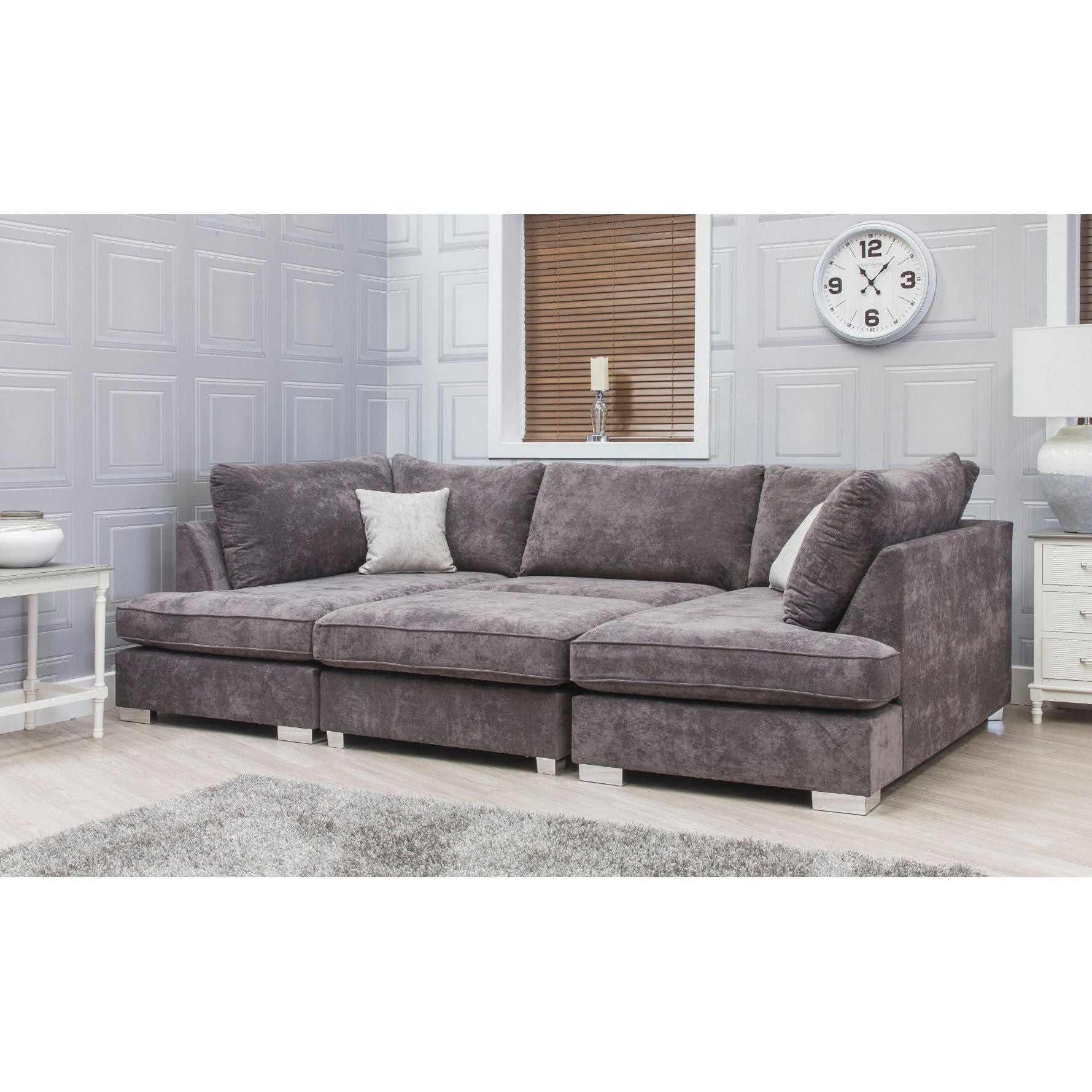 Blake U Shape  Sofa-Bed - Charcoal Kensington Fabric