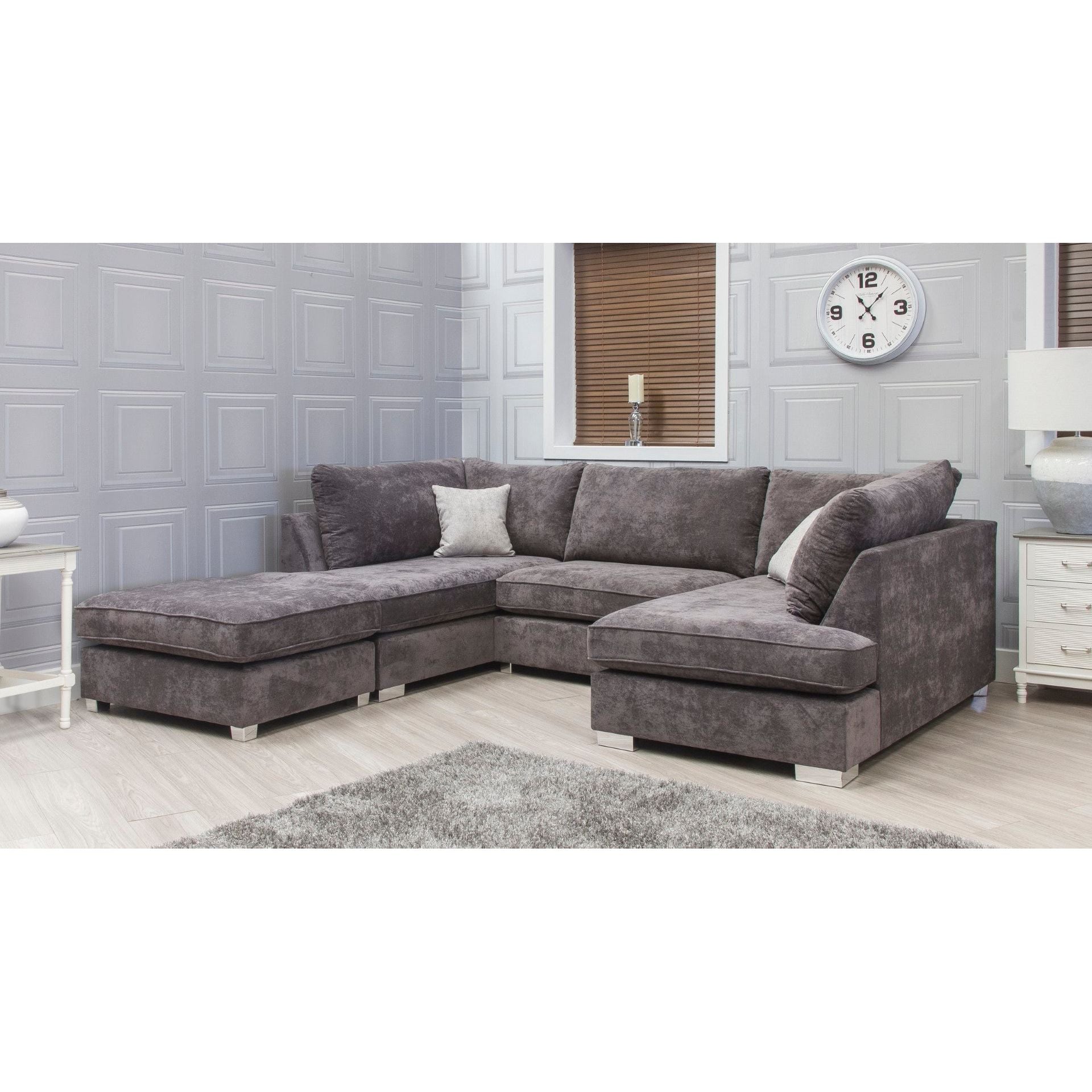 Blake U Shape  Sofa-Bed - Charcoal Kensington Fabric