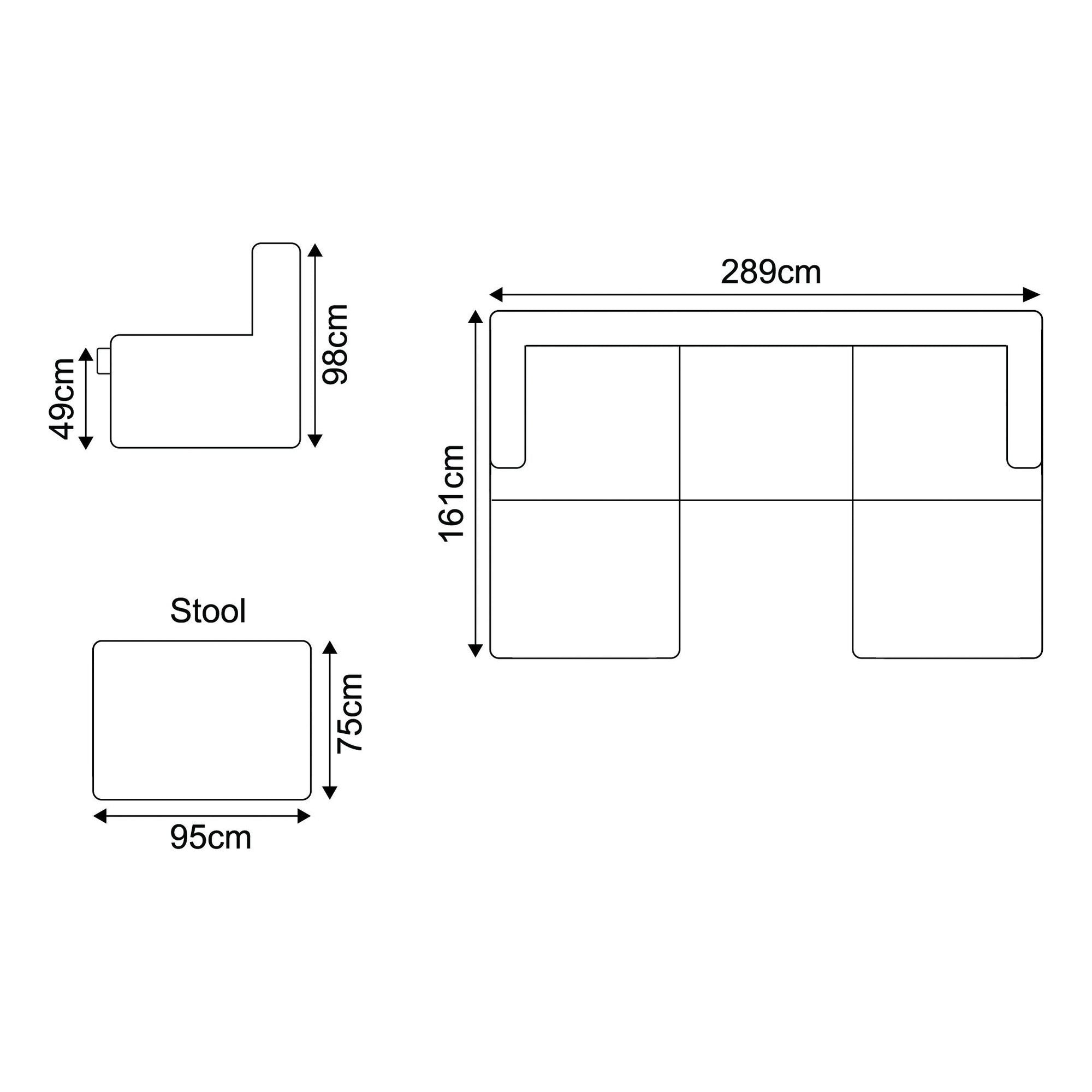 Blake U Shape  Sofa-Bed - Charcoal Kensington Fabric
