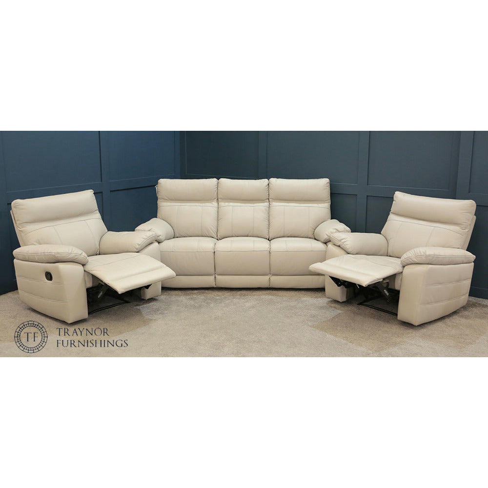 Lucca Italian Leather / Match Range Recliner Light Grey