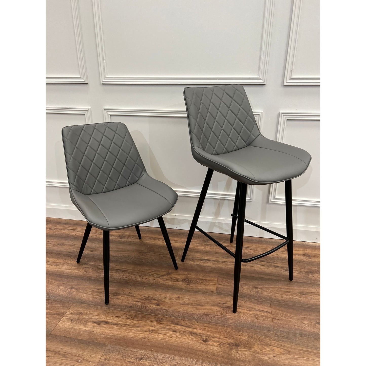 Selena - Grey leatherette Barstool