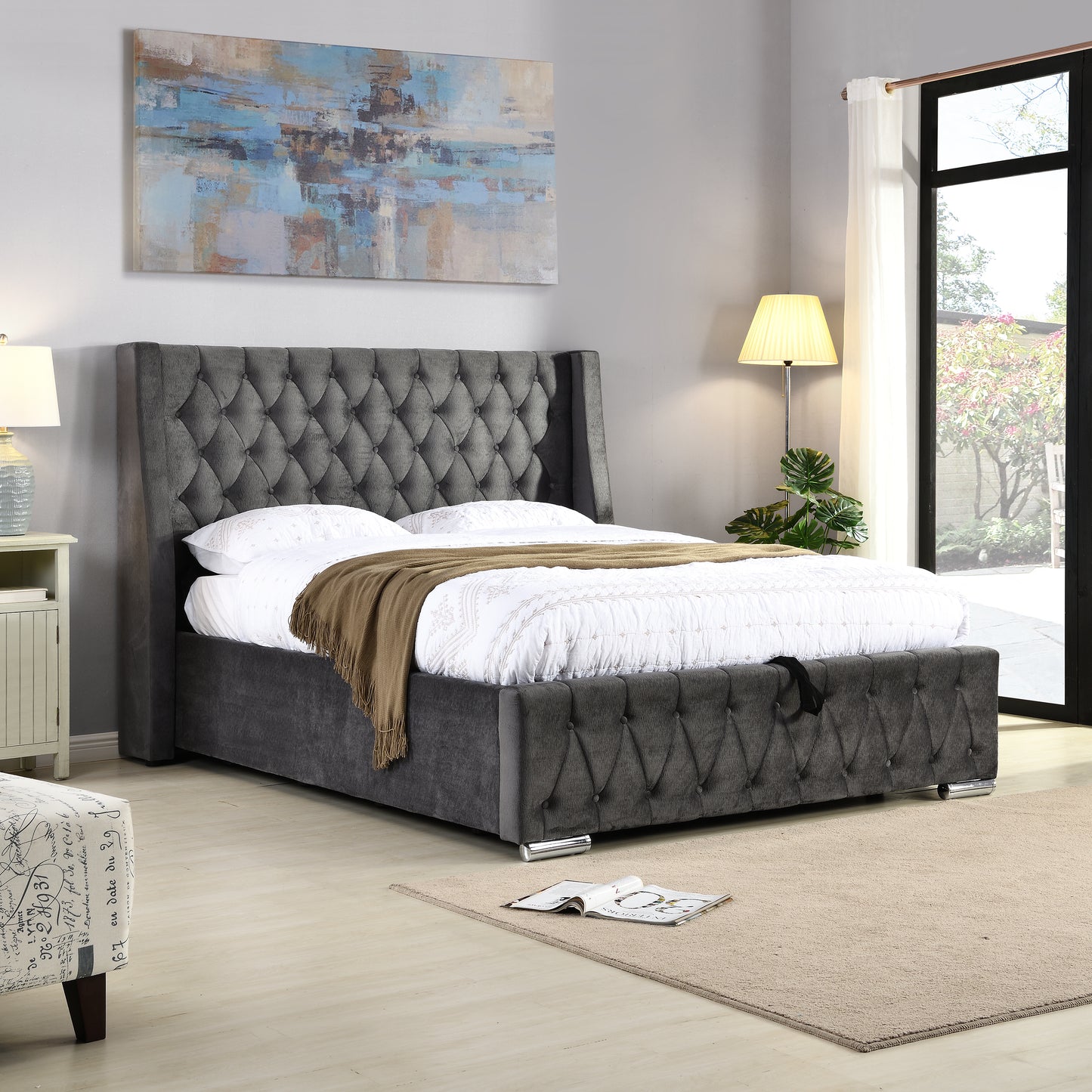 Fusion Ottoman Storage Bed Frame - Soft Grey Fabric