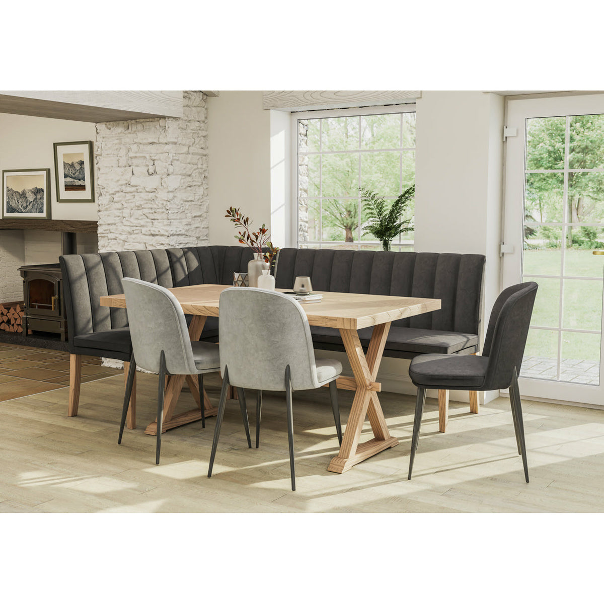 Dining table with corner bench and chairs hot sale