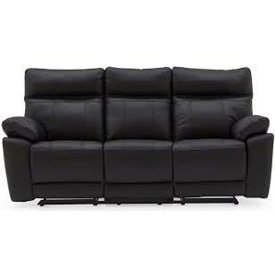 Lucca 3 Seater Black Recliner
