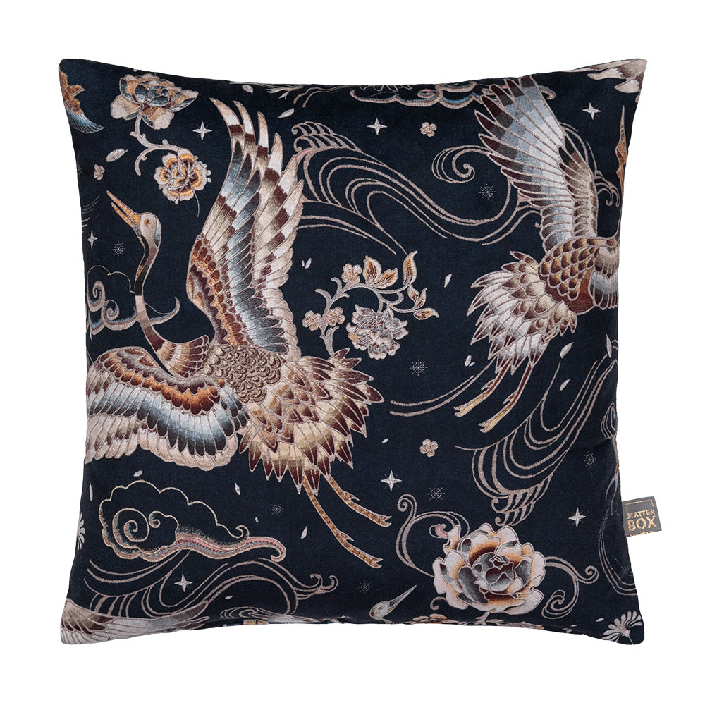 Scatter box - Heron Navy/Rust 45x45cm