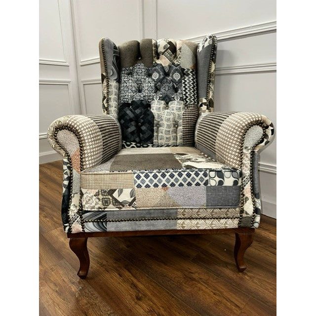 Grey patchwork online chair