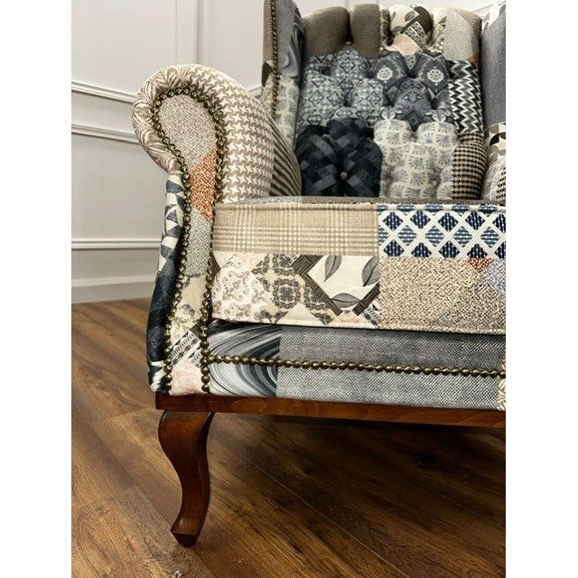 Grey discount patchwork armchair