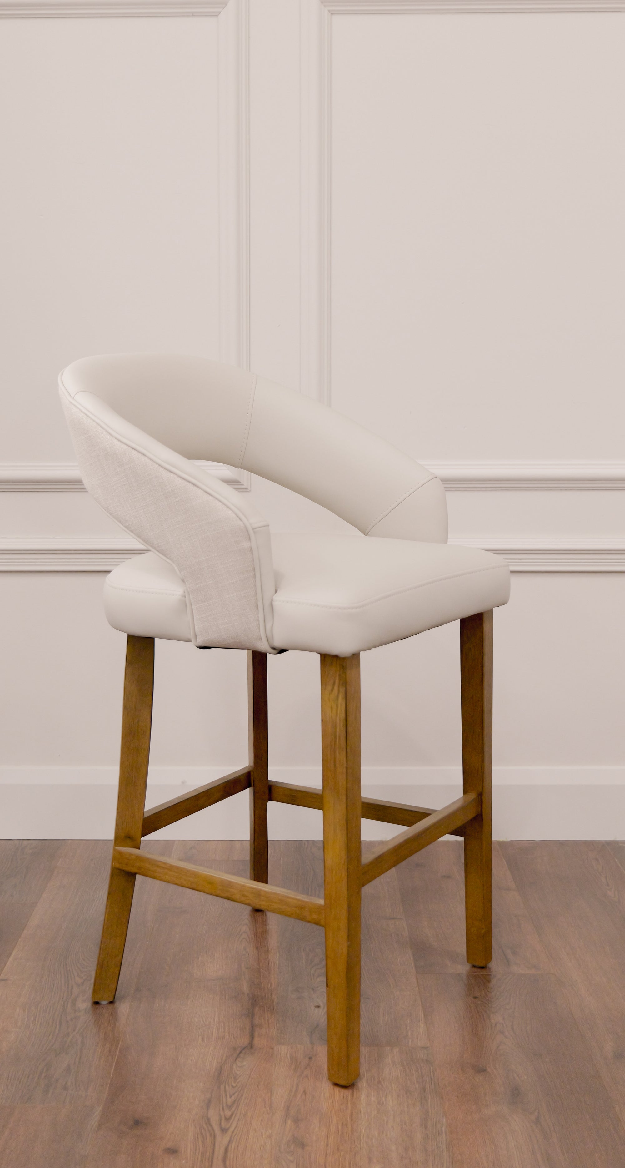 Willow Bar Stool - Linen Neutral Fabric/ Cream Leather