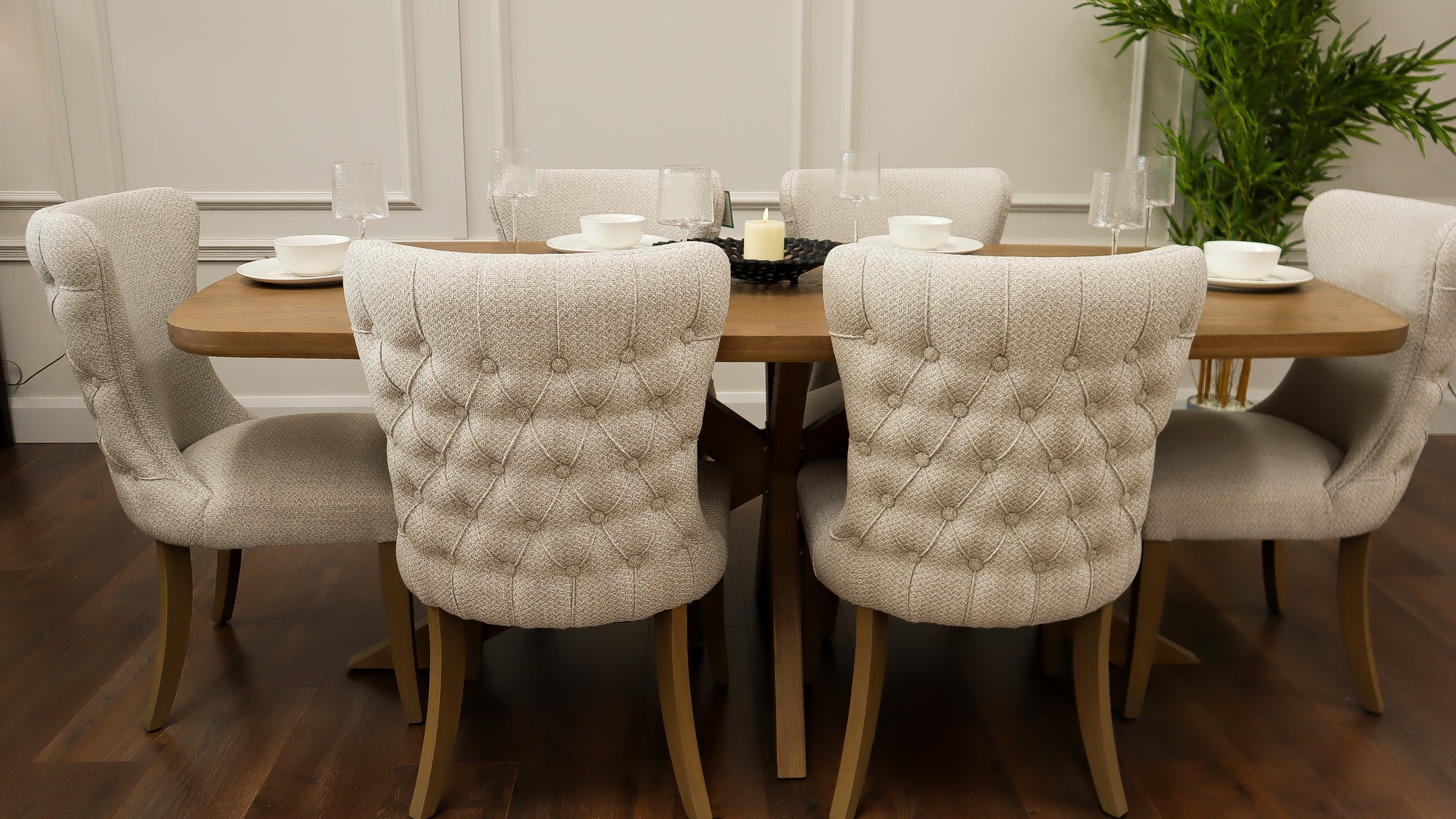 Ashley 2.1m Table + 6 Duke Silver  Chairs