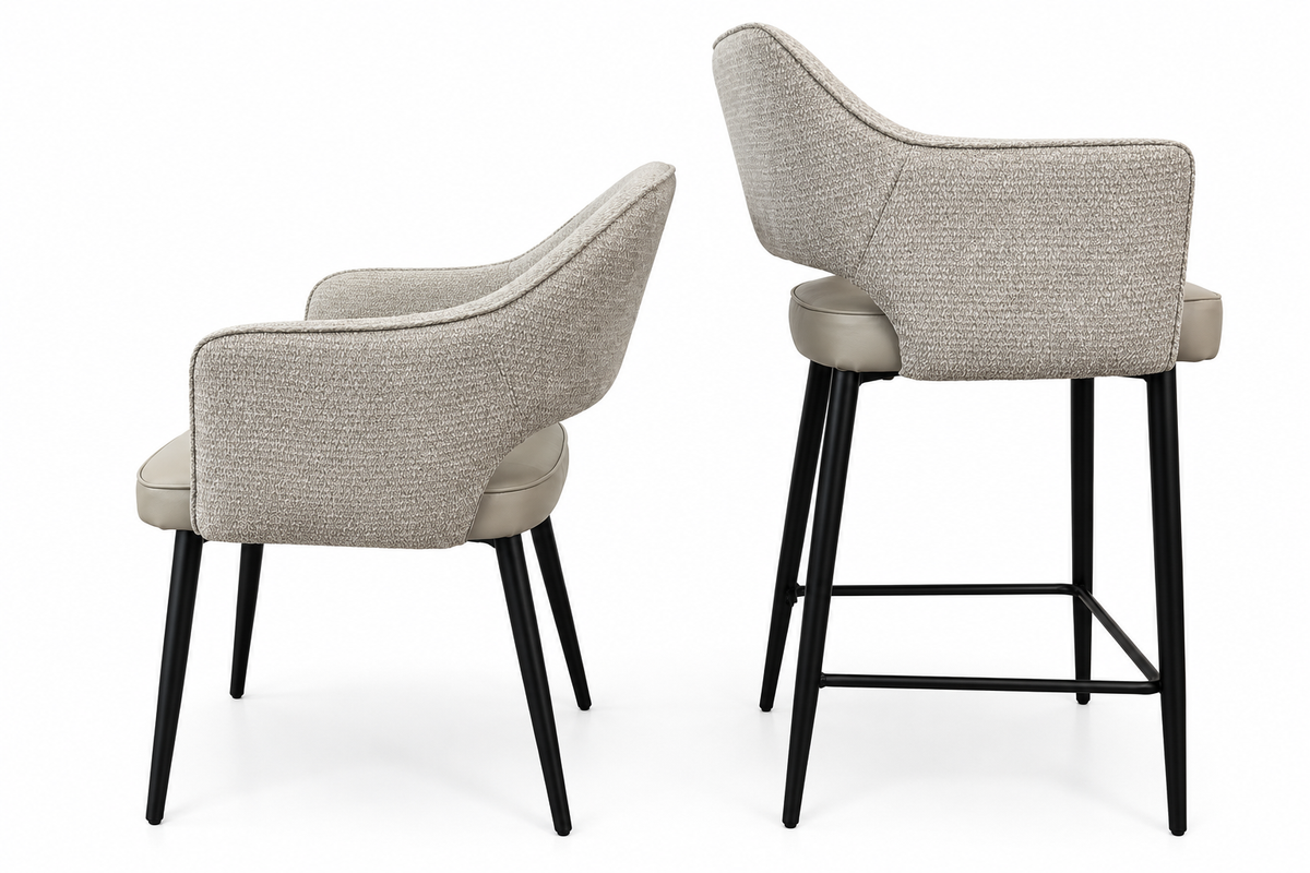 Maisie  Bar Stool – Soft Dove Grey & Stone Grey