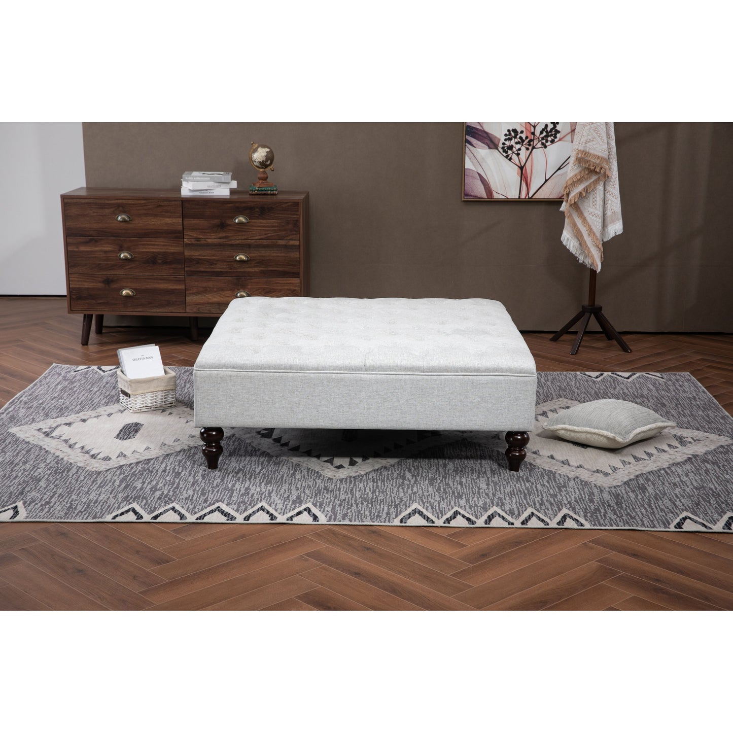 Montana Square  Footstool 120 x 120cm - Oatmeal Linen