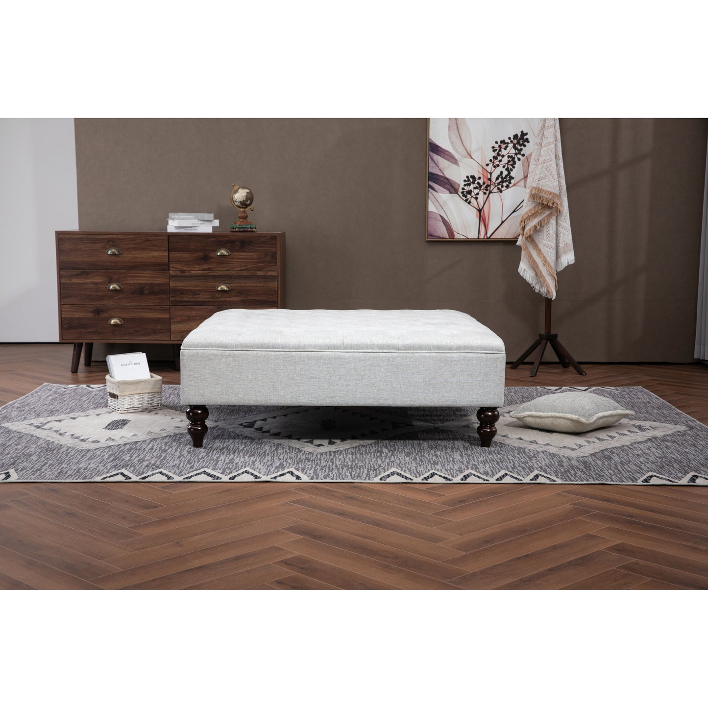 Montana Square  Footstool 120 x 120cm - Oatmeal Linen