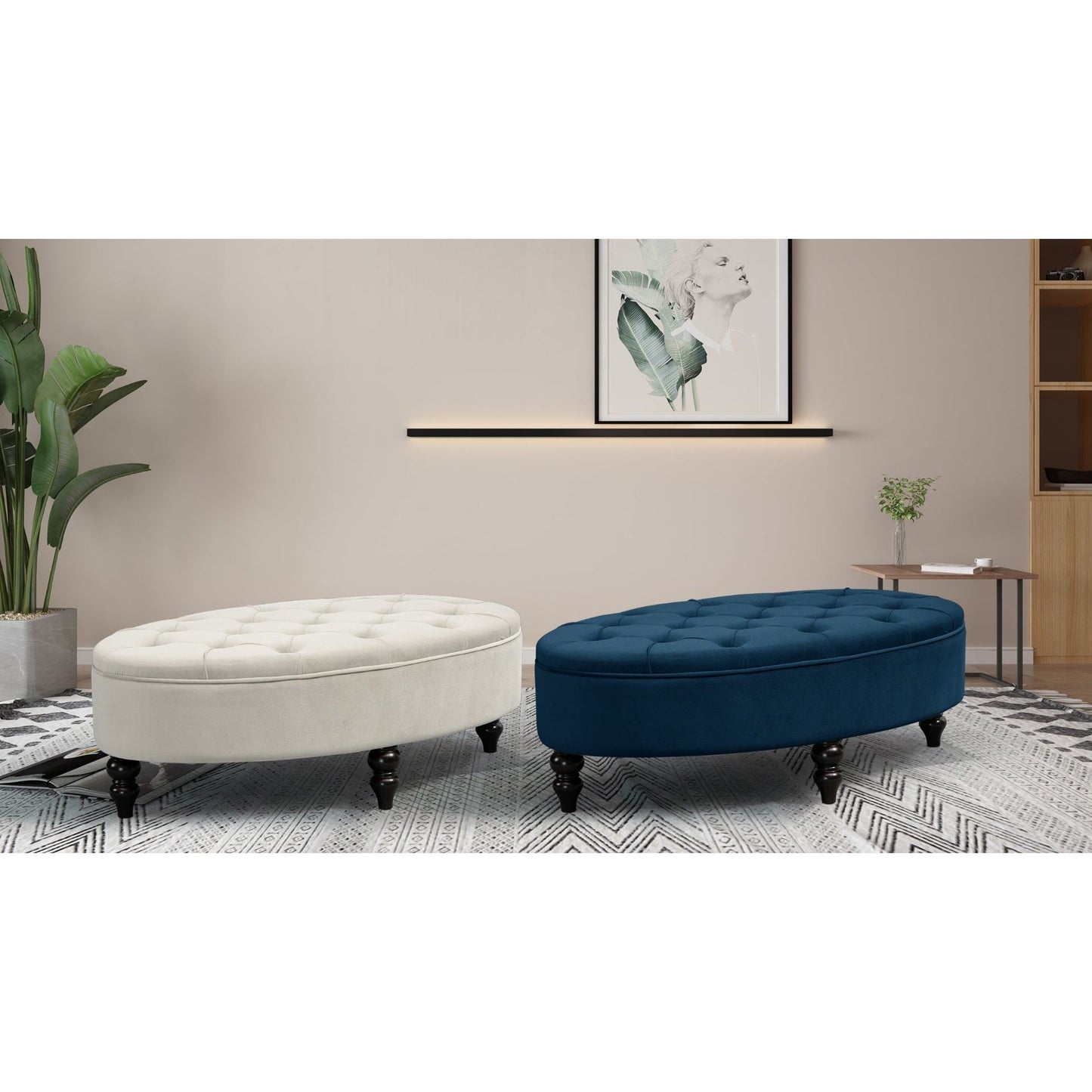 Renee Oval Footstool - Cream