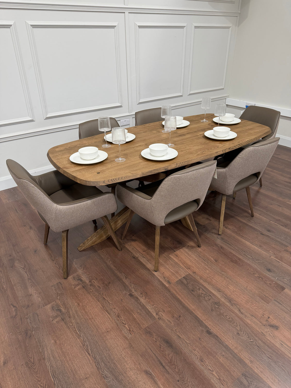 Soren Oak Mocca Dining 1.8mSet with Florence Chairs