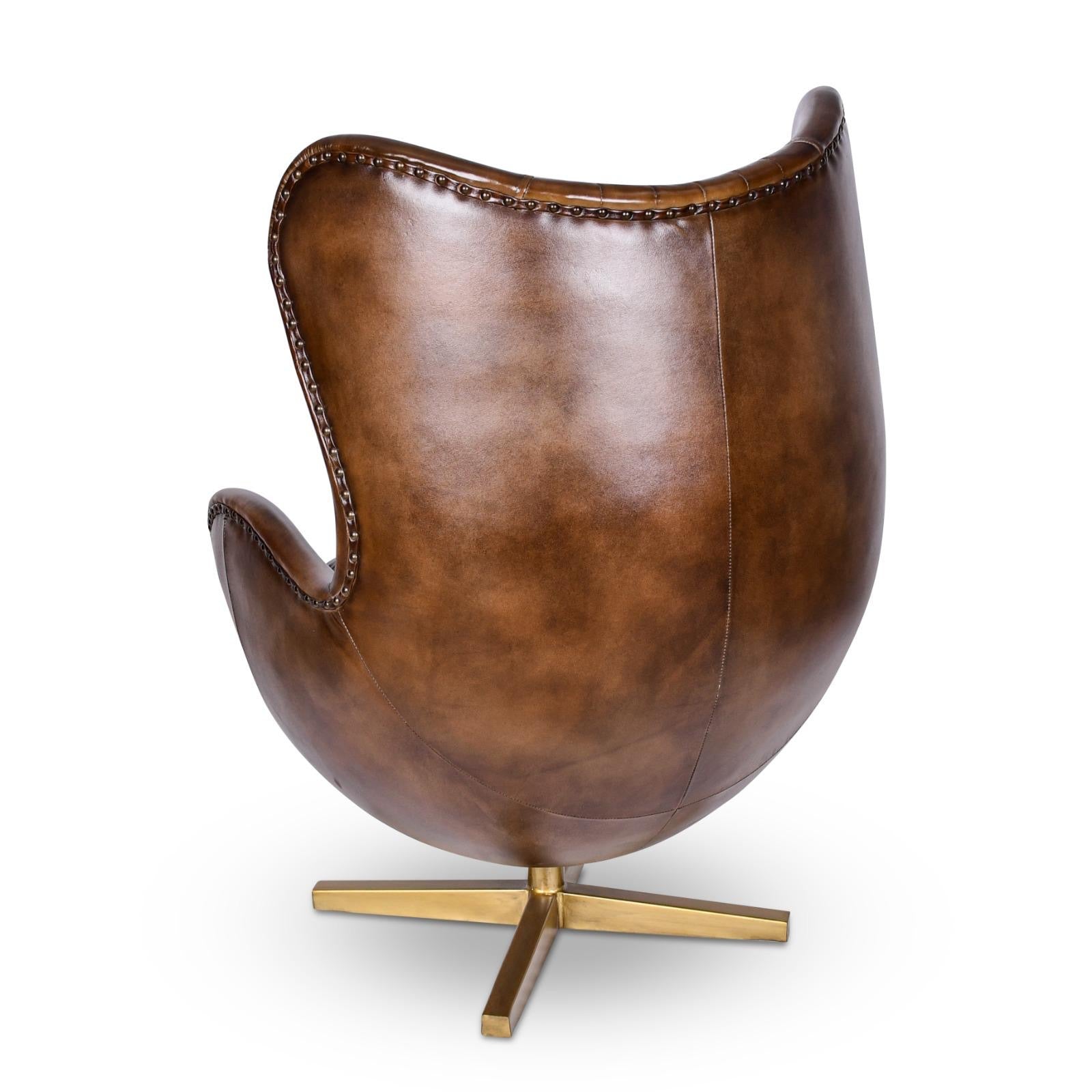 Lancaster Swivel Chair – Brown Leather