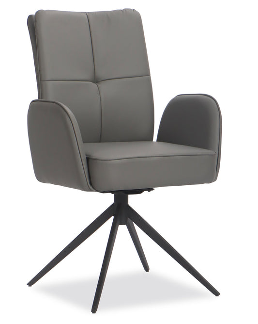 Thora Swivel Dining Chair - PU Grey